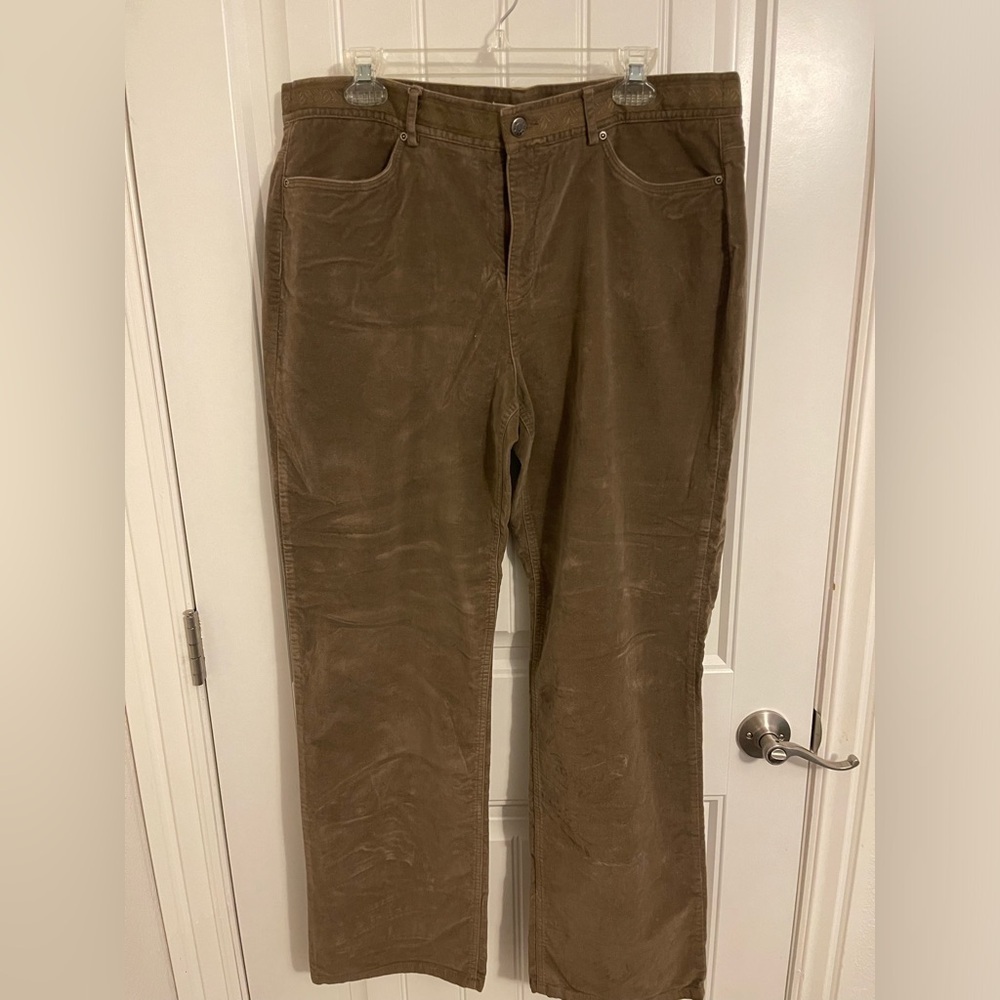 Brown Corduroy Pants Crazy Horse Liz Claiborne Co. 16 Cotton & Spandex Womens